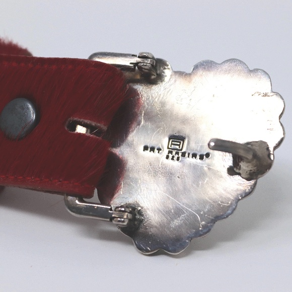 Pat Areias Size 34 Red Pony Hair Leather Belt Only - Picture 5 of 8